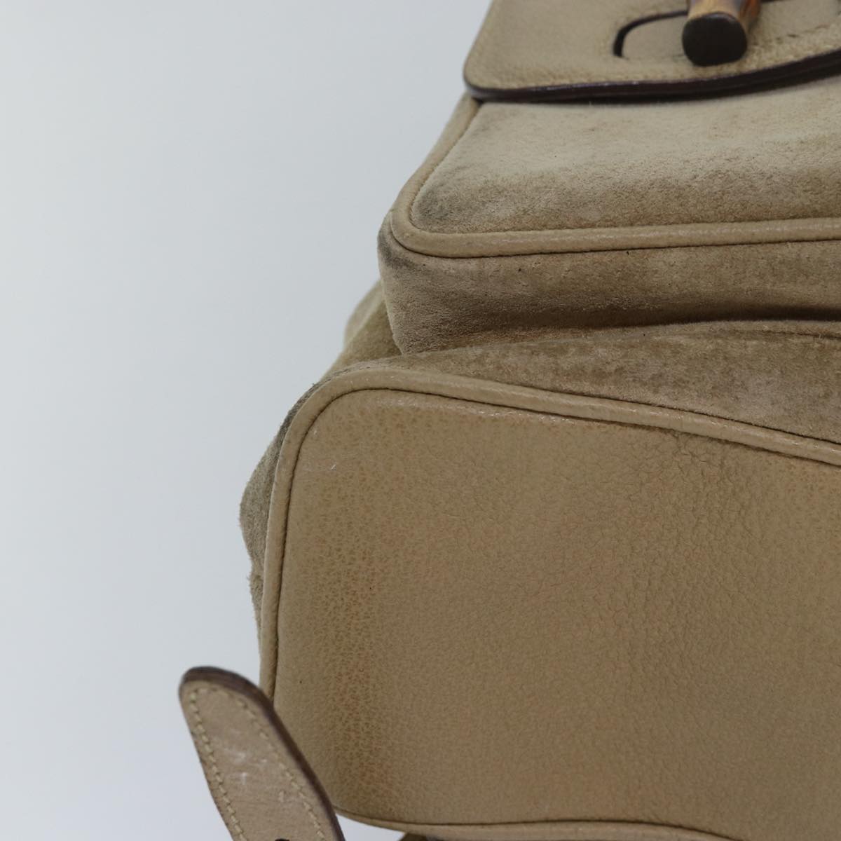 GUCCI Bamboo Backpack Suede Beige 003 2058 0016 82702