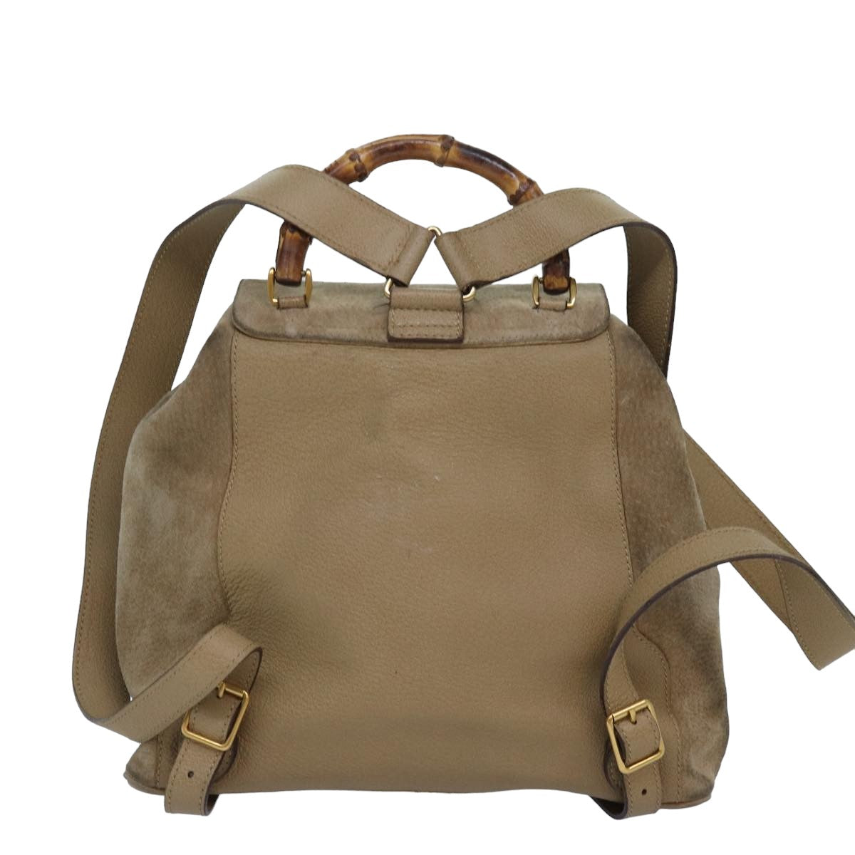 GUCCI Bamboo Backpack Suede Beige 003 2058 0016 82702