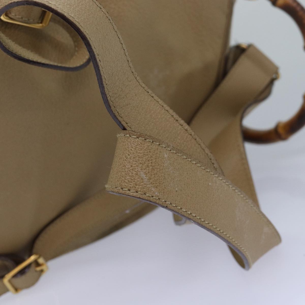 GUCCI Bamboo Backpack Suede Beige 003 2058 0016 82702