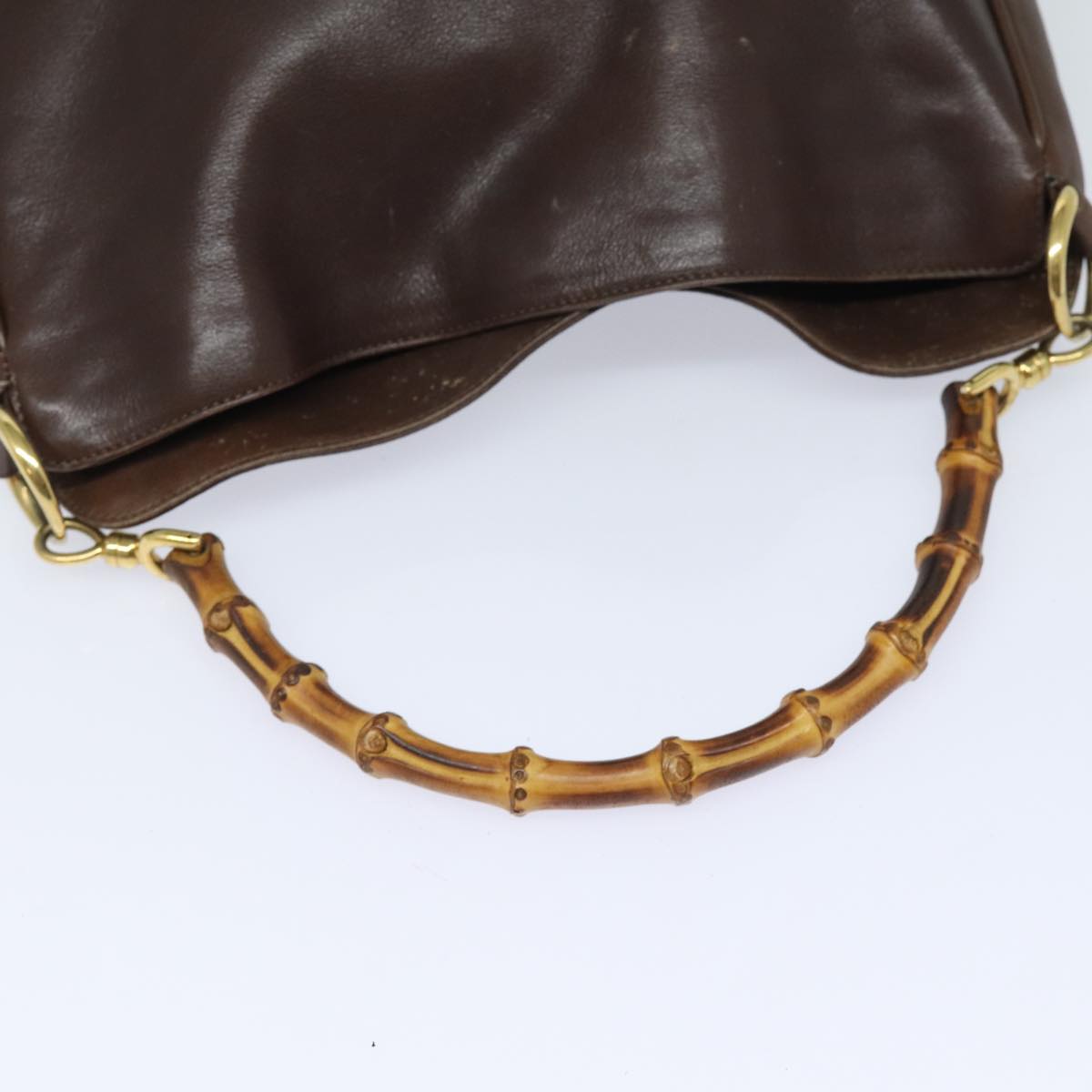 GUCCI Bamboo Shoulder Bag Leather 2way Brown 001 0166 1638 82704