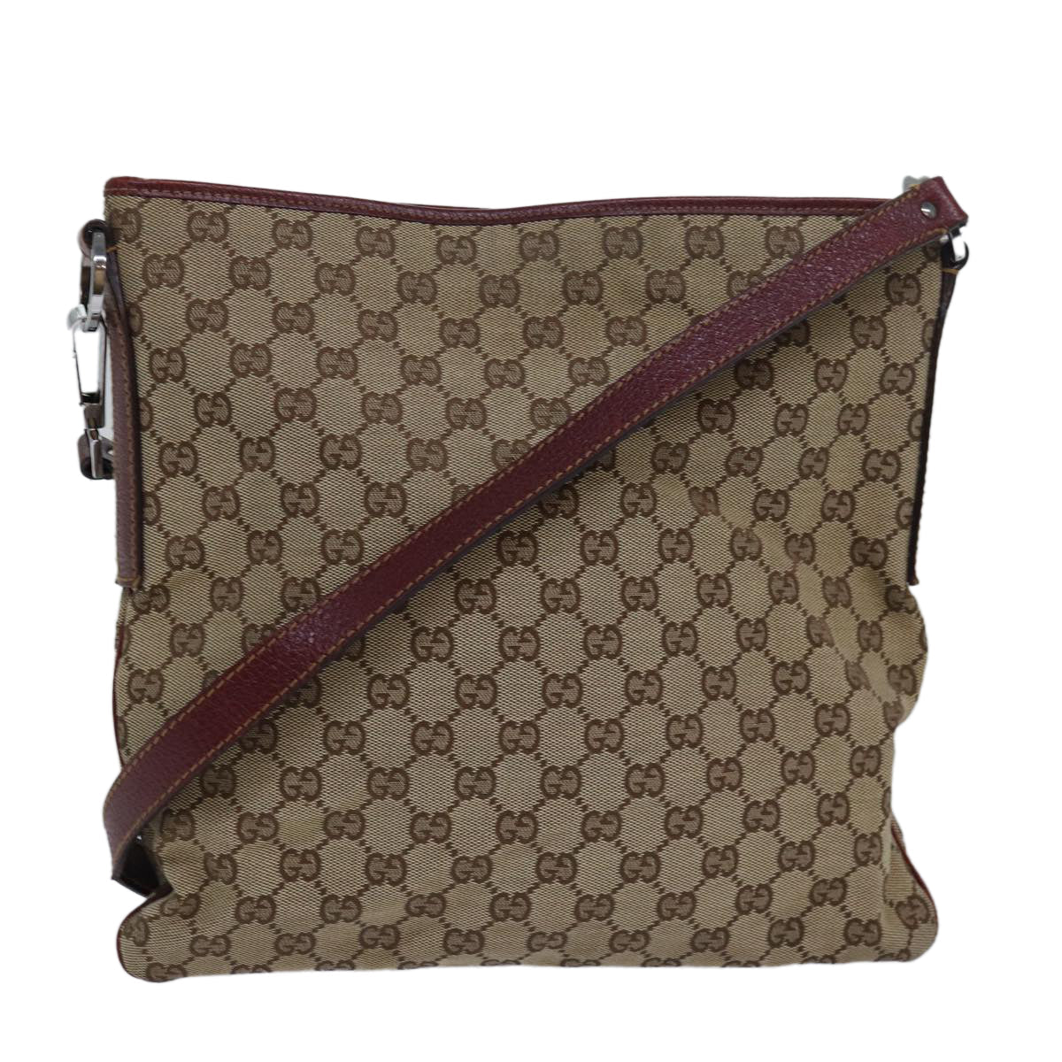GUCCI GG Canvas Shoulder Bag Beige Red 113013 82709