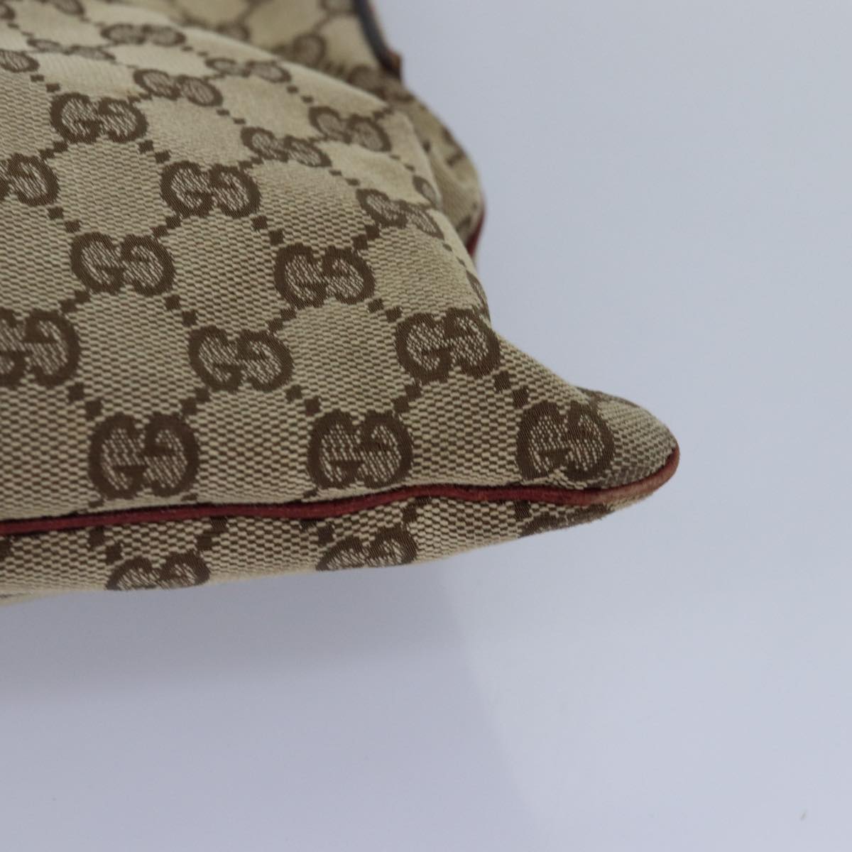 GUCCI GG Canvas Shoulder Bag Beige Red 113013 82709