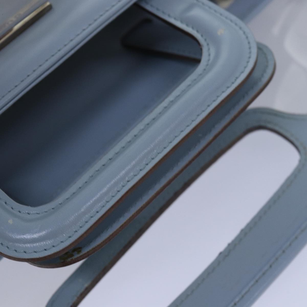 GUCCI Hand Bag Vinyl Light Blue 82716