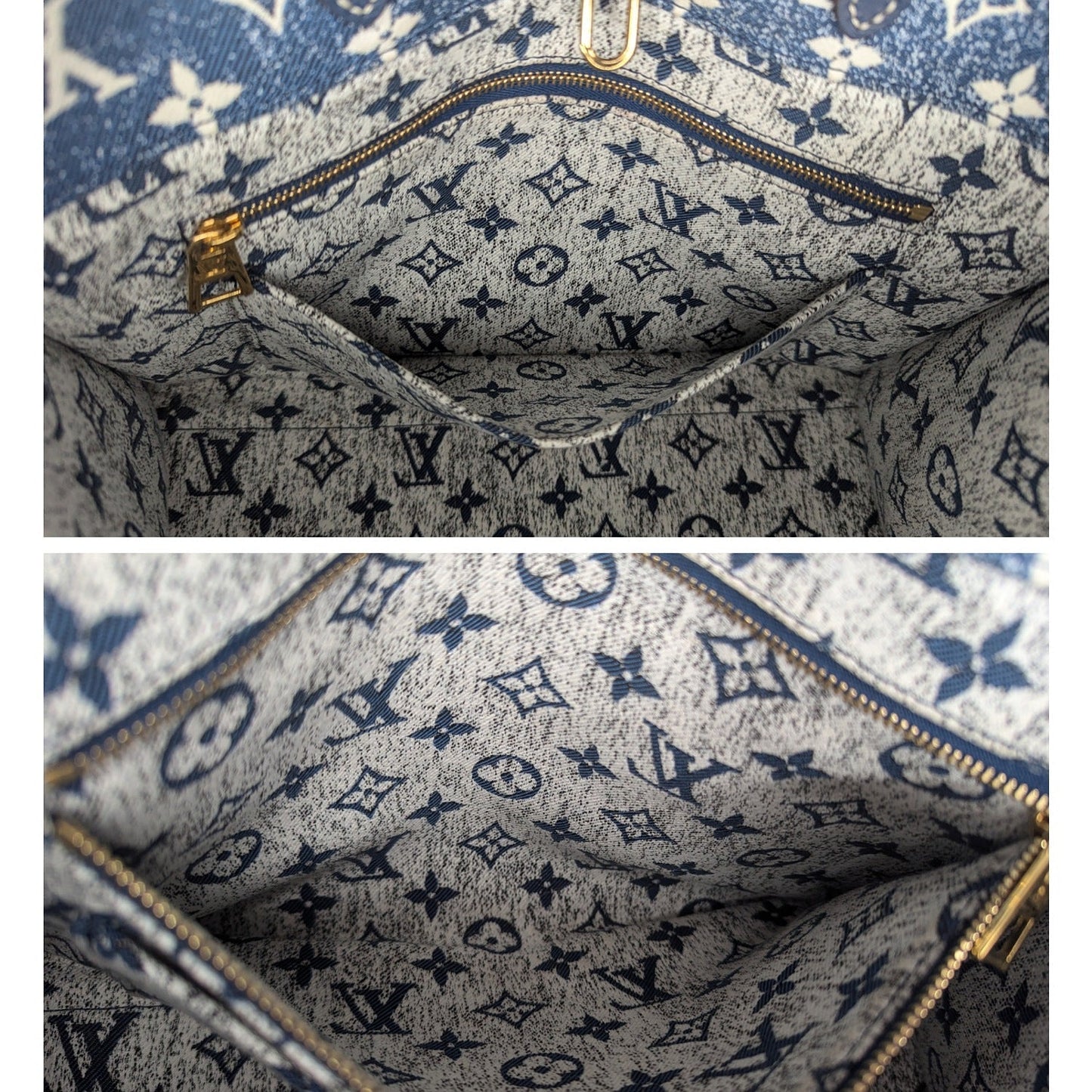 Louis Vuitton Monogram Jacquard Bleu Denim Onthego MM Tote