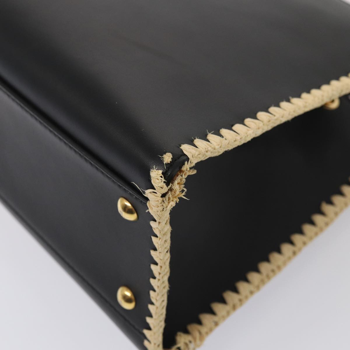 FENDI Hand Bag Leather 2way Black 82745