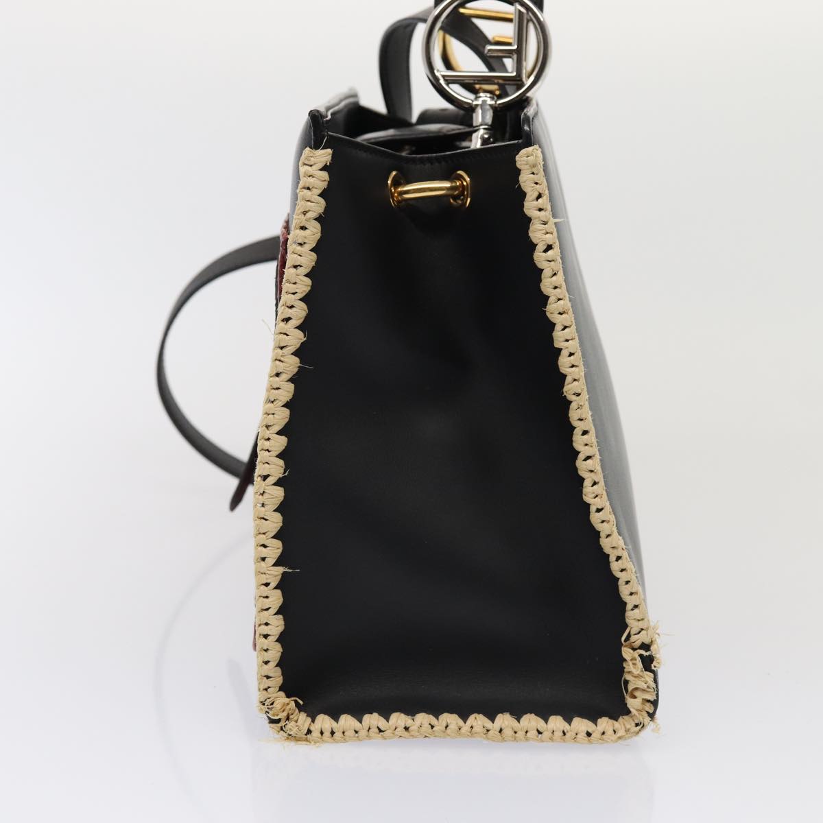 FENDI Hand Bag Leather 2way Black 82745