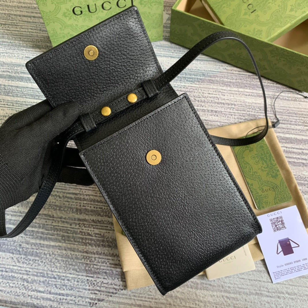 Glami Mini Bag With Double G Black For Men 7.1in/18cm Glami