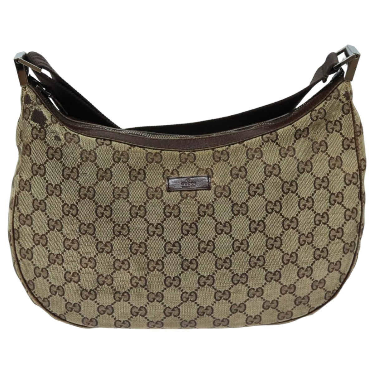 GUCCI GG Canvas Shoulder Bag Beige Brown 122709 82825