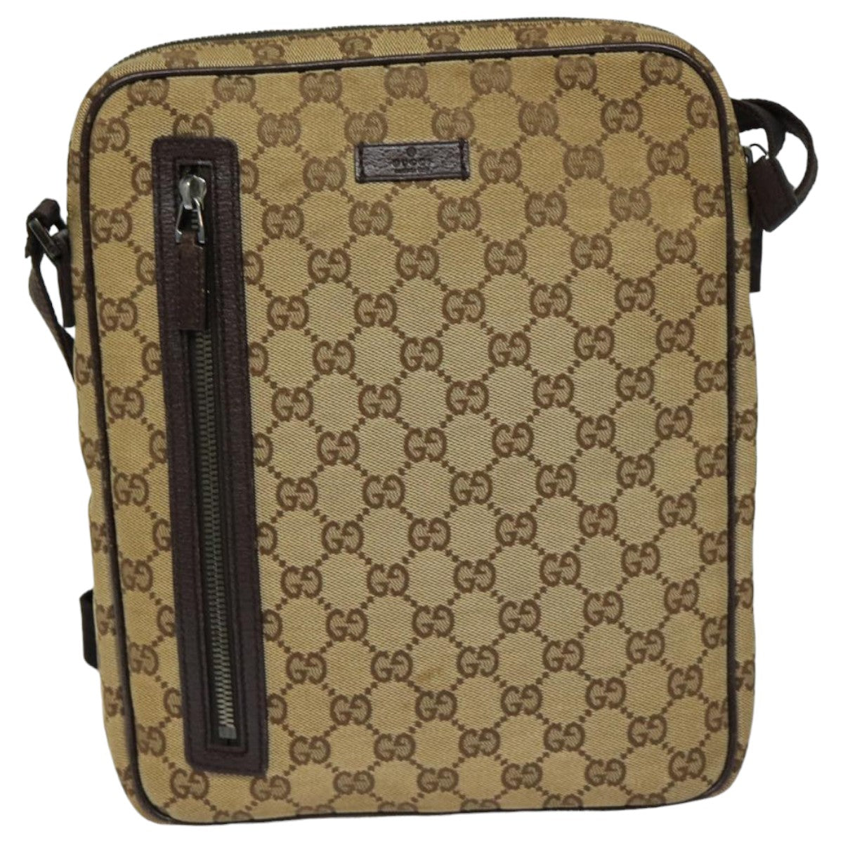 GUCCI GG Canvas Shoulder Bag Beige Brown 122760 82827