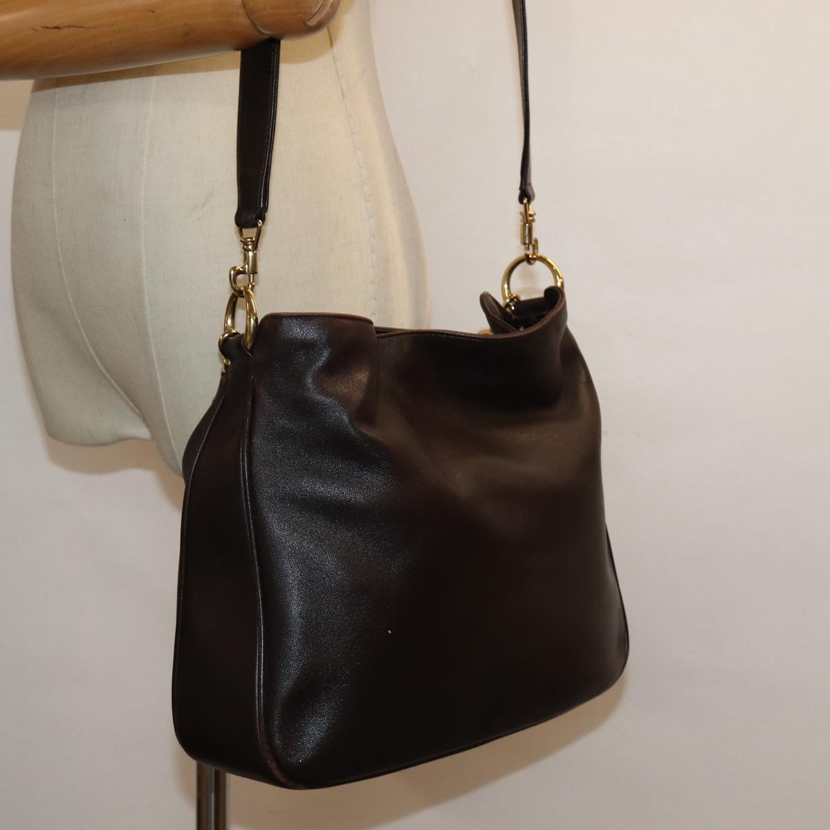 GUCCI Bamboo Hand Bag Leather 2way Brown 001 1638 82830