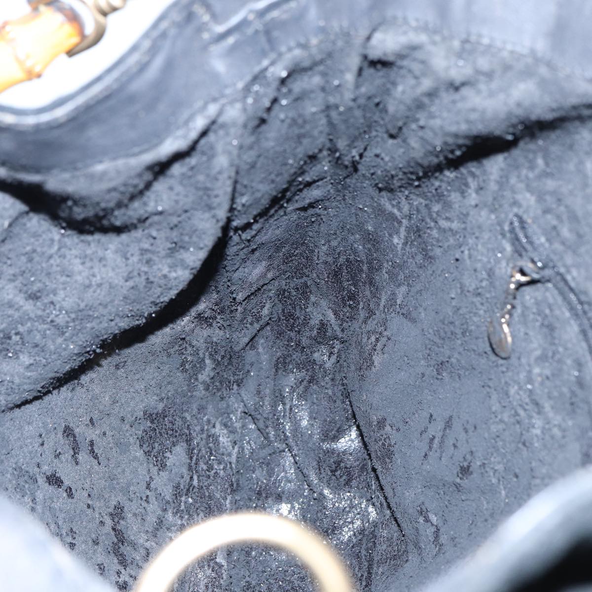 GUCCI Bamboo Hand Bag Suede 2way Black 001 2404 15770 82831