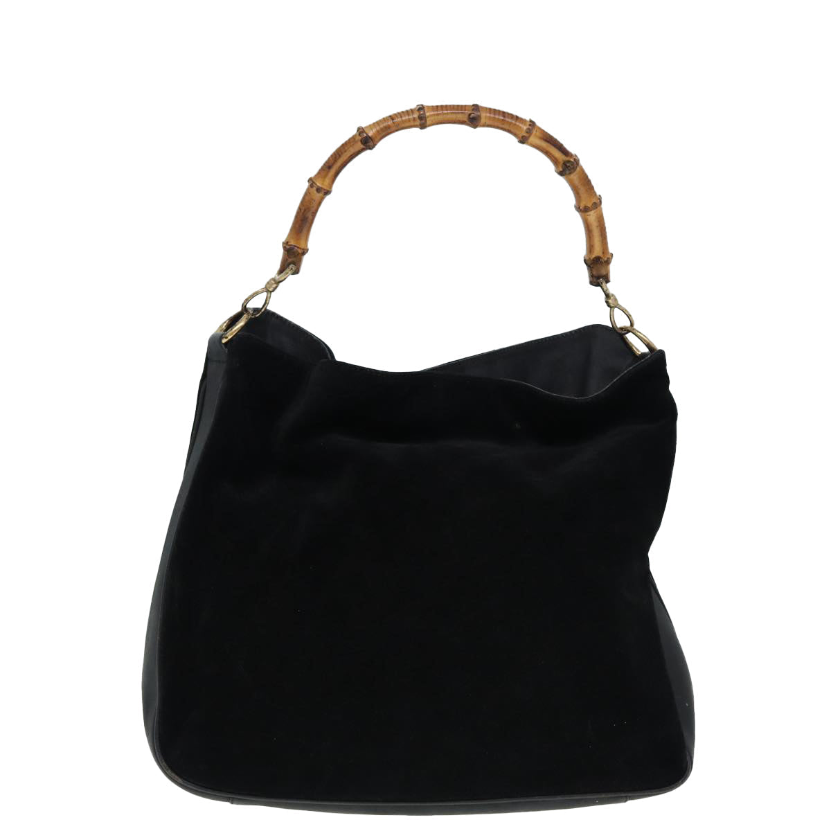 GUCCI Bamboo Hand Bag Suede 2way Black 001 2404 15770 82831