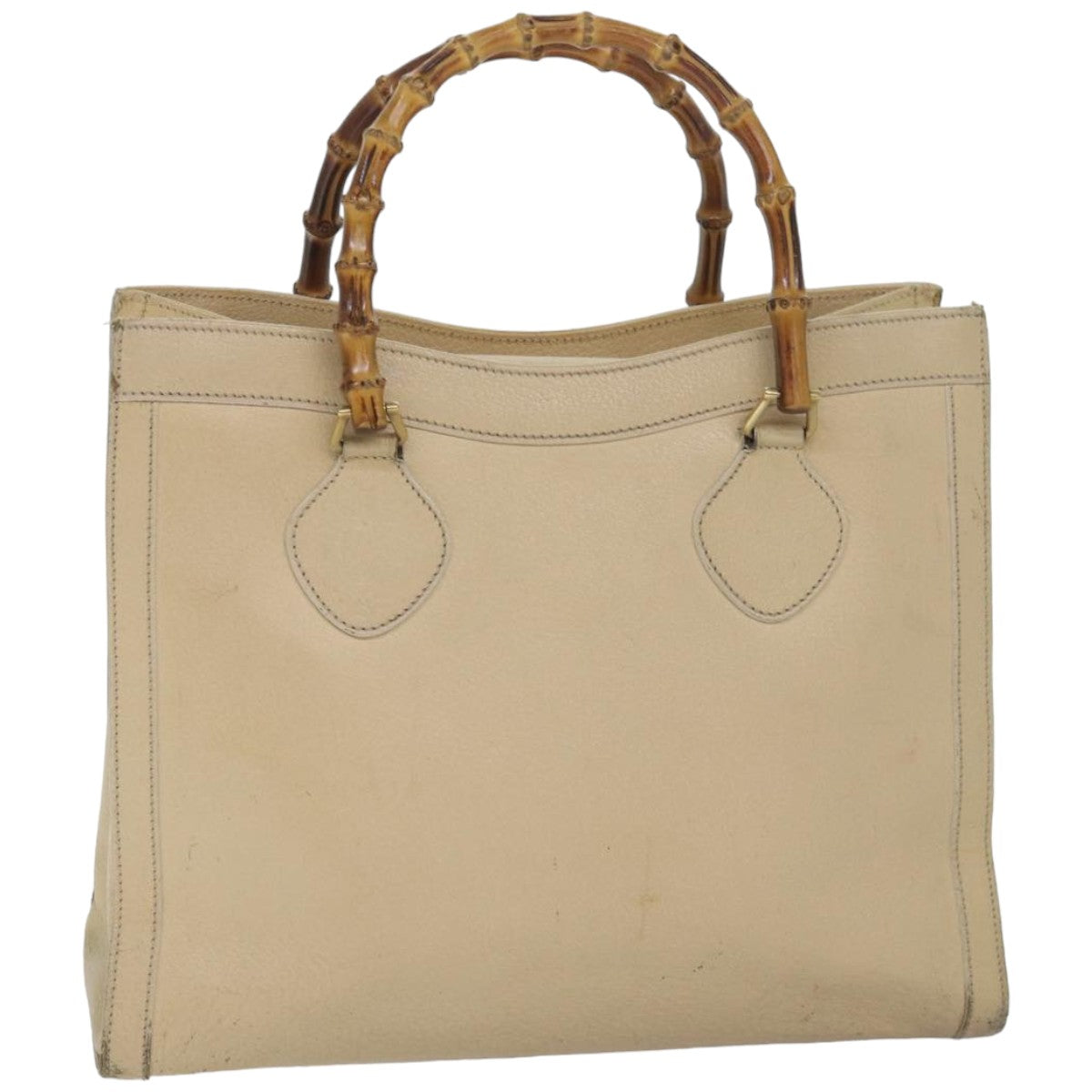 GUCCI Bamboo Hand Bag Leather White 002 2853 0260 0 82833