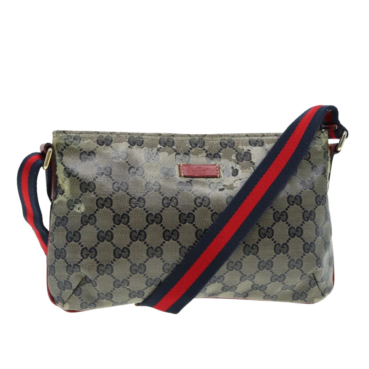 GUCCI GG Crystal Shoulder Bag Beige Red 189749 82868