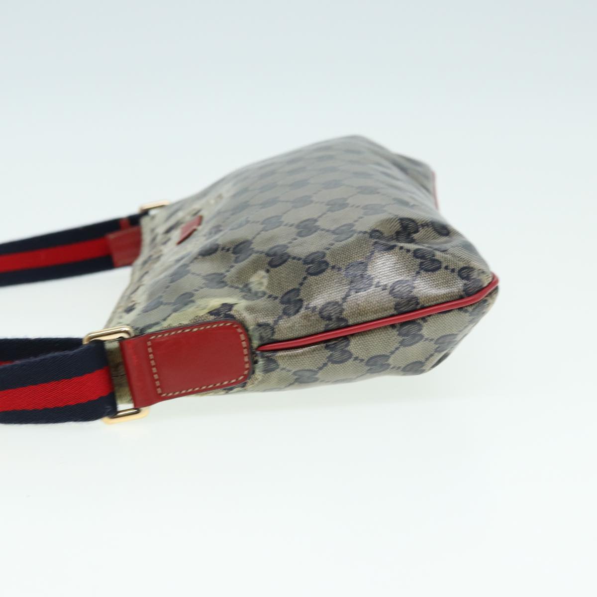 GUCCI GG Crystal Shoulder Bag Beige Red 189749 82868