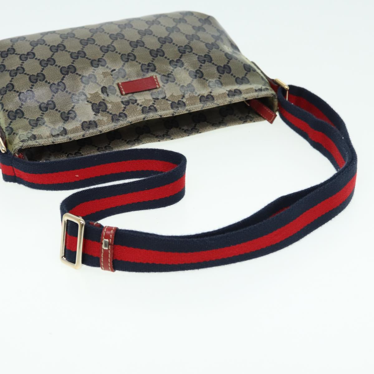 GUCCI GG Crystal Shoulder Bag Beige Red 189749 82868