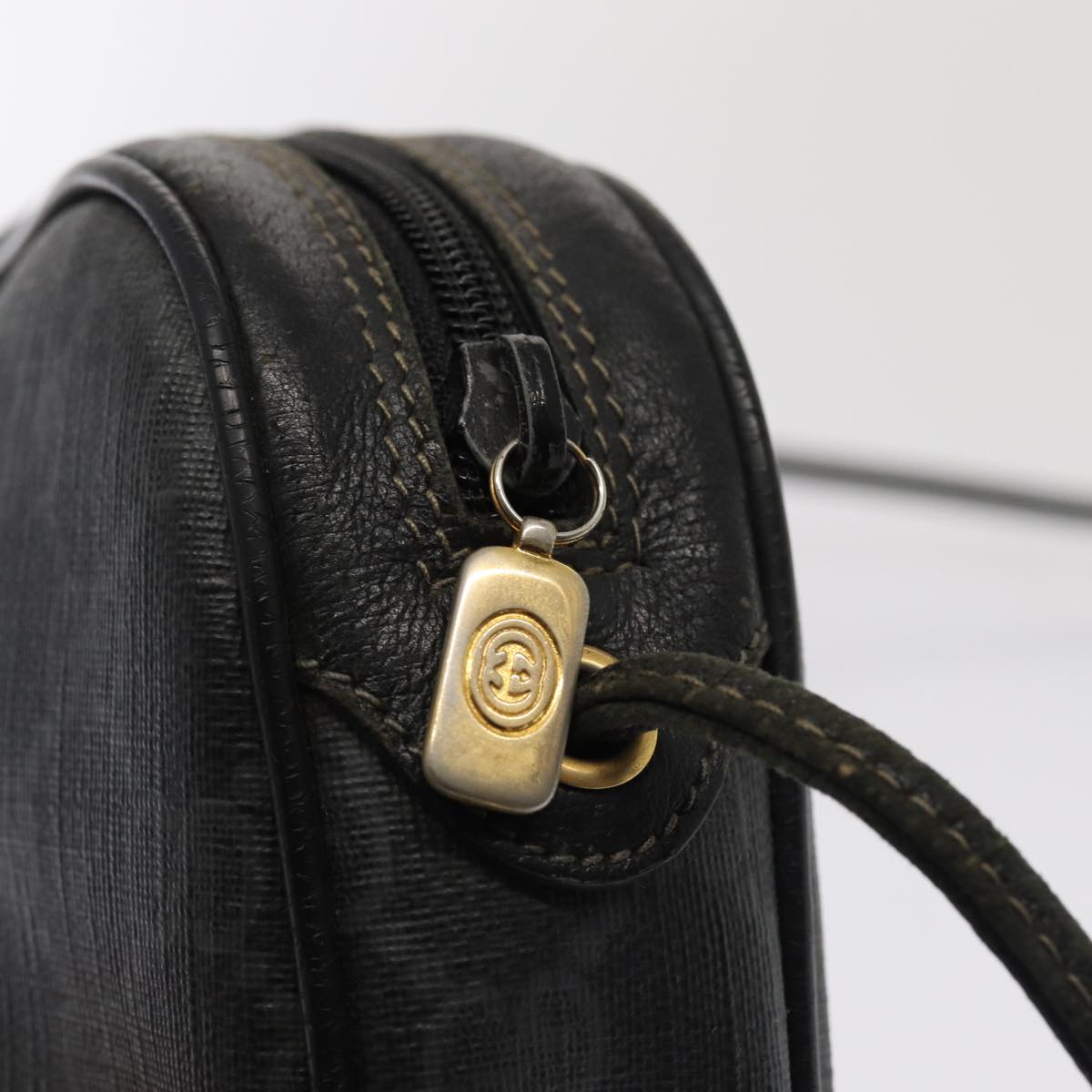 GUCCI GG Supreme Web Sherry Line Shoulder Bag PVC Black 89 02 066 82869