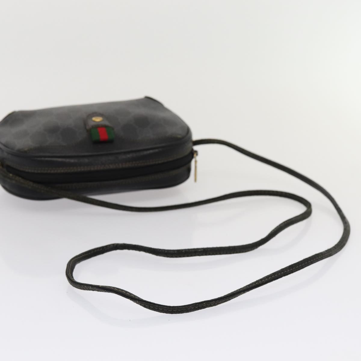 GUCCI GG Supreme Web Sherry Line Shoulder Bag PVC Black 89 02 066 82869