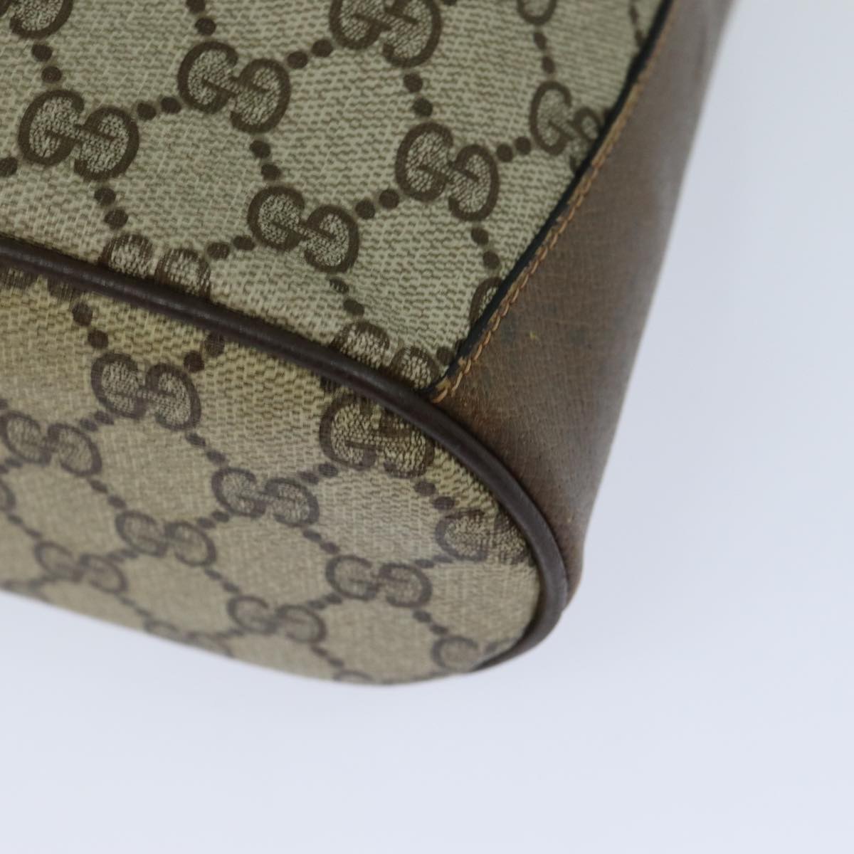 GUCCI GG Supreme Web Sherry Line Shoulder Bag PVC Beige Red 82873