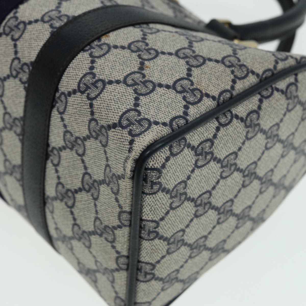 GUCCI GG Supreme Boston Bag PVC Leather Navy 904 02 006 82876