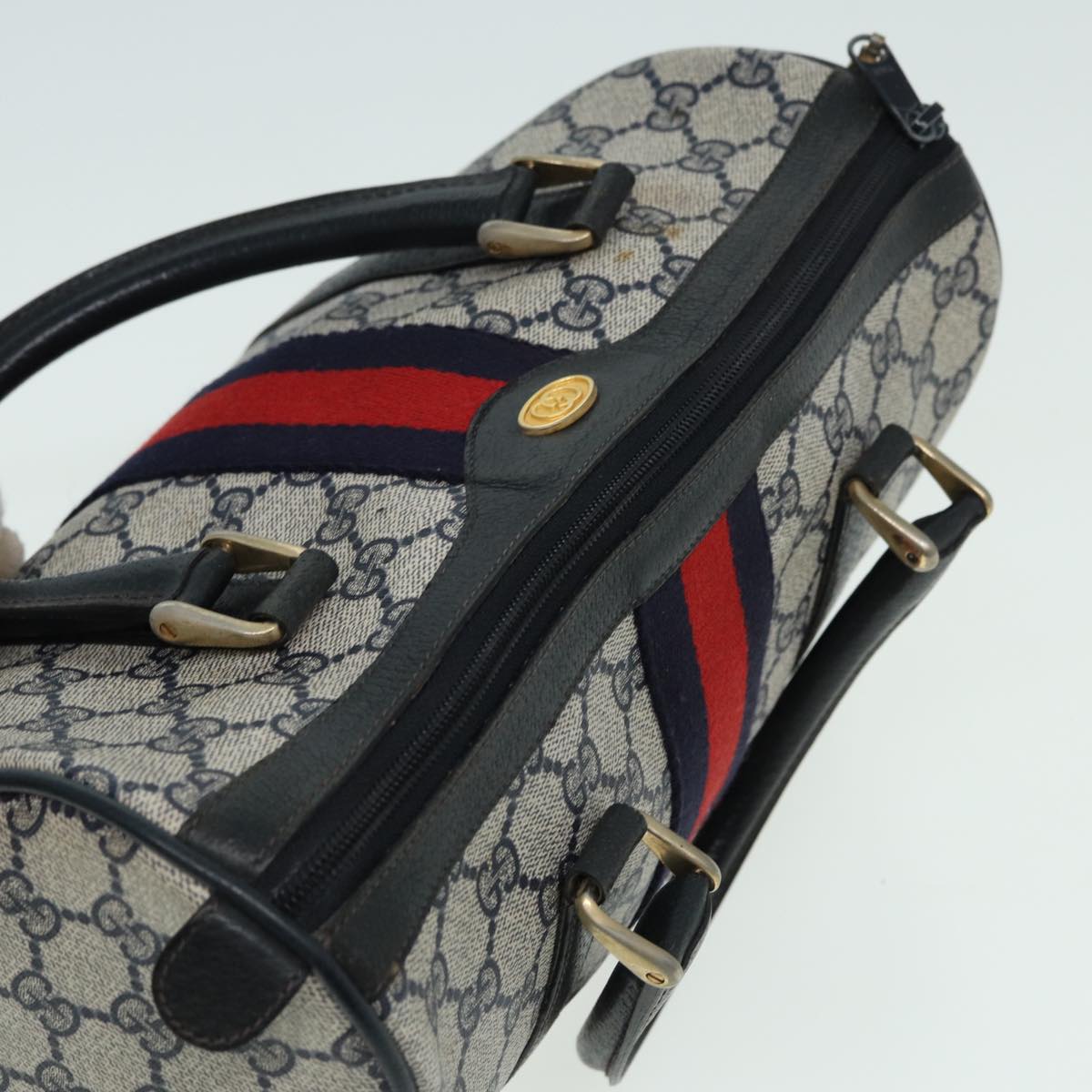 GUCCI GG Supreme Boston Bag PVC Leather Navy 904 02 006 82876