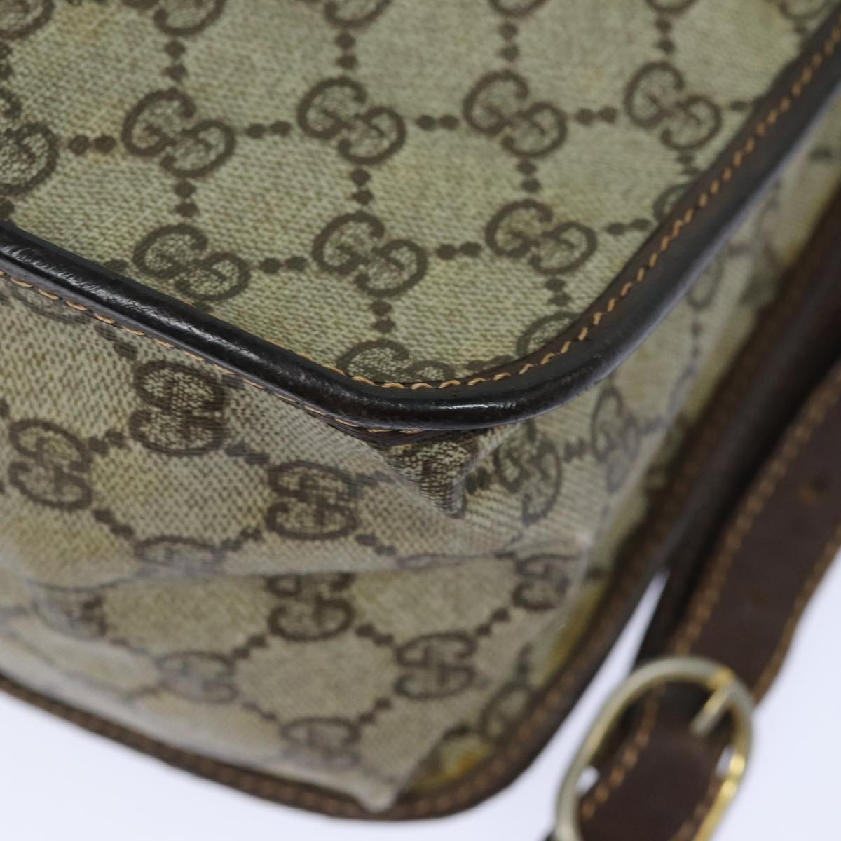 GUCCI GG Supreme Web Sherry Line Shoulder Bag PVC Beige Red 82910