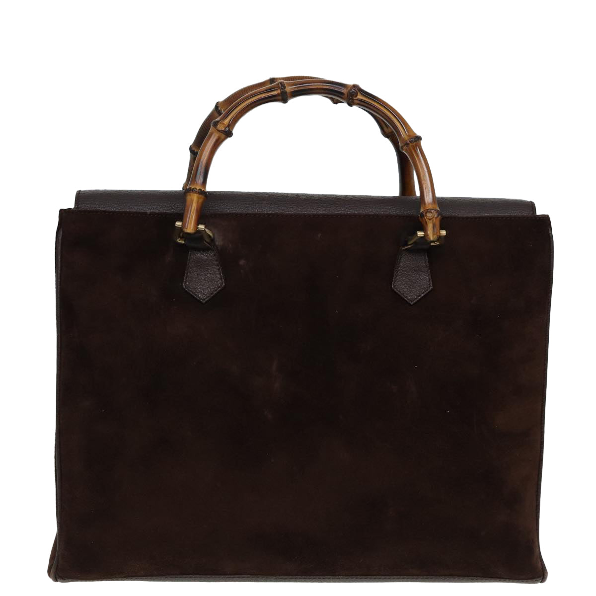 GUCCI Bamboo Hand Bag Suede 2way Brown 002 2855 0322 0 82942