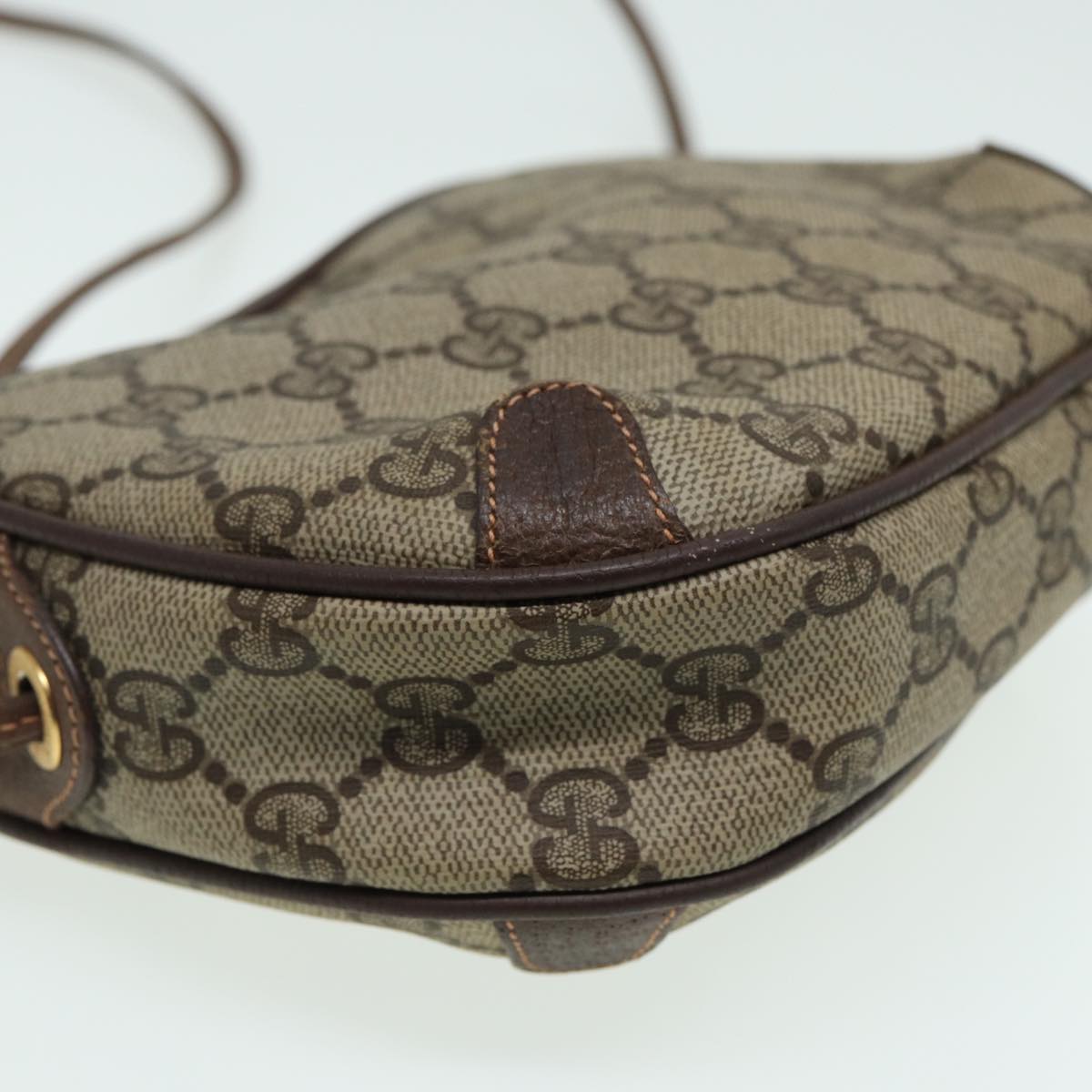 GUCCI GG Canvas Web Sherry Line Shoulder Bag PVC Leather Beige 83133