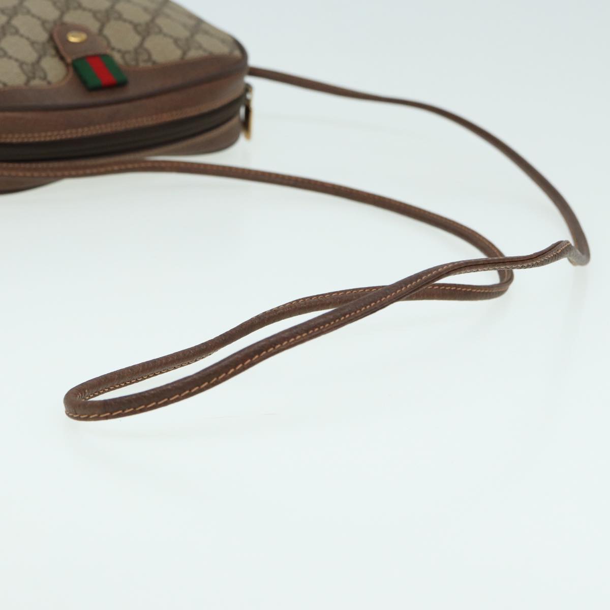 GUCCI GG Canvas Web Sherry Line Shoulder Bag PVC Leather Beige 83133