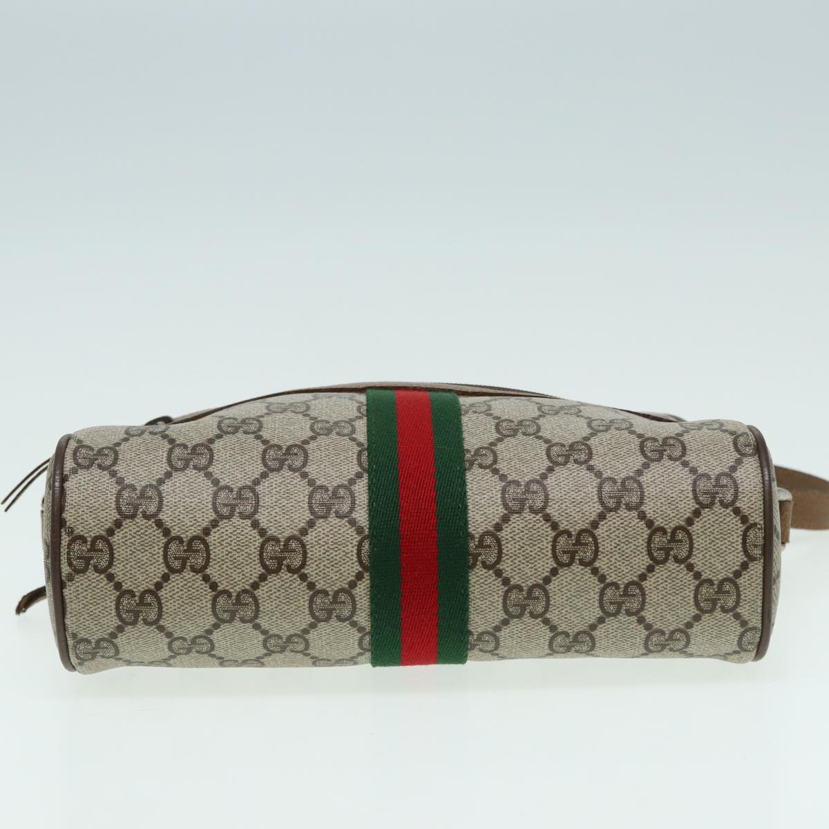 GUCCI GG Canvas Web Sherry Line Shoulder Bag PVC Leather Beige 83134