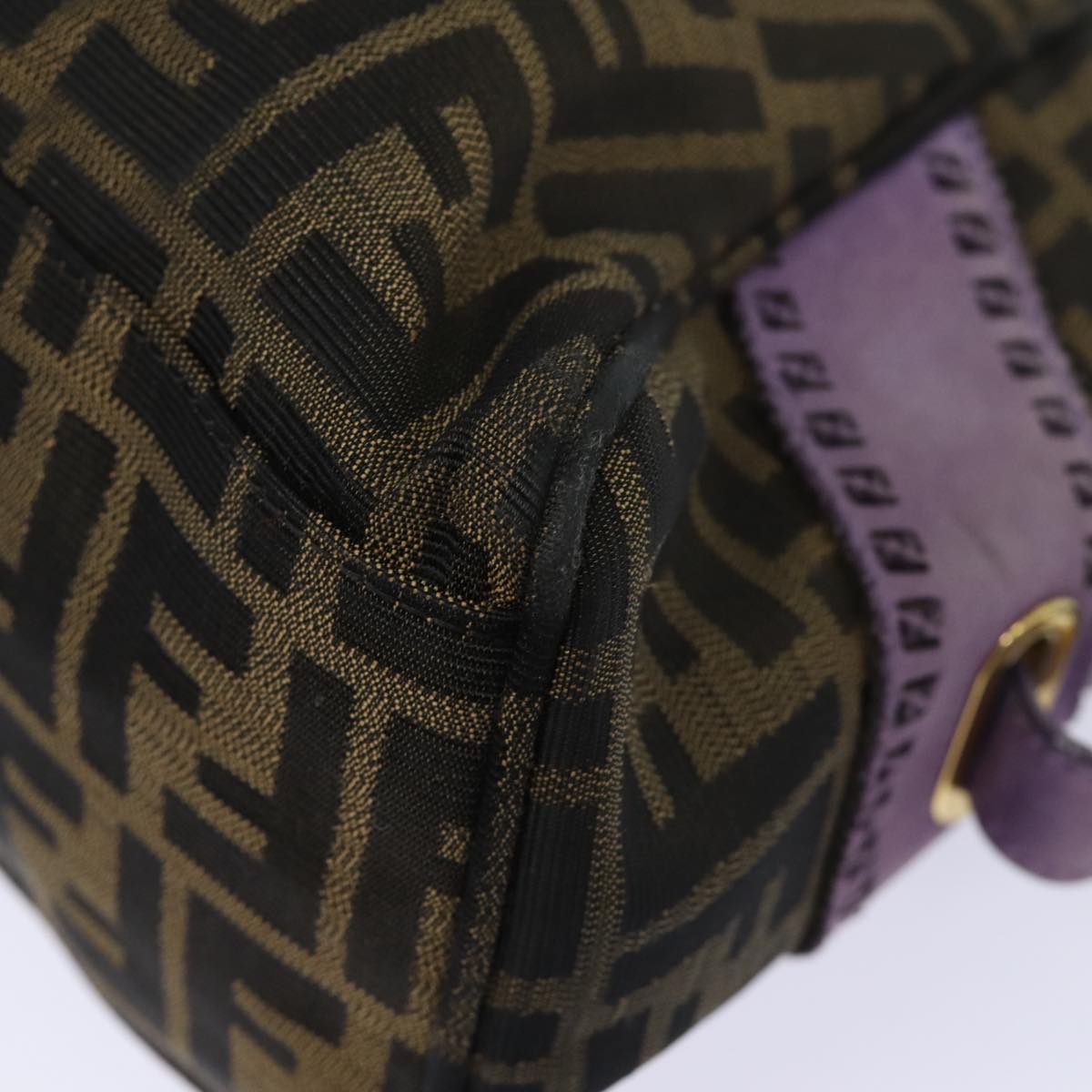 FENDI Zucca Canvas Hand Bag Brown Black Purple 83149