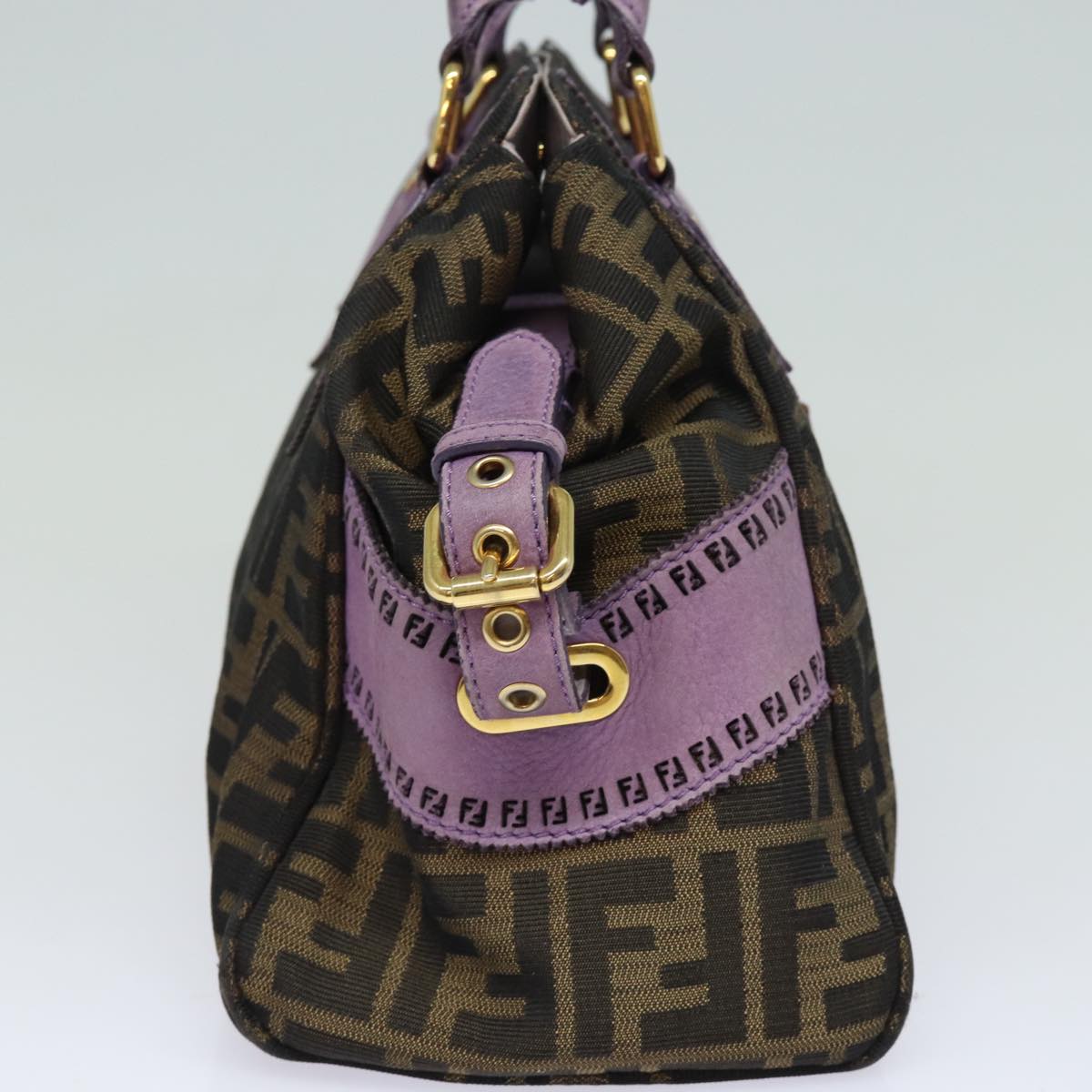 FENDI Zucca Canvas Hand Bag Brown Black Purple 83149