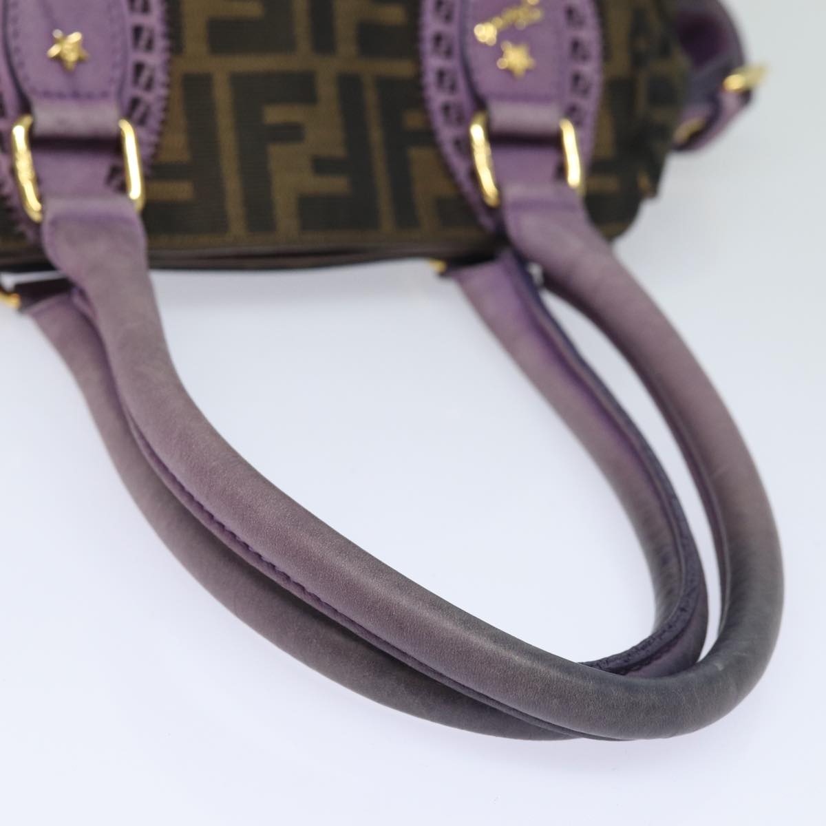 FENDI Zucca Canvas Hand Bag Brown Black Purple 83149