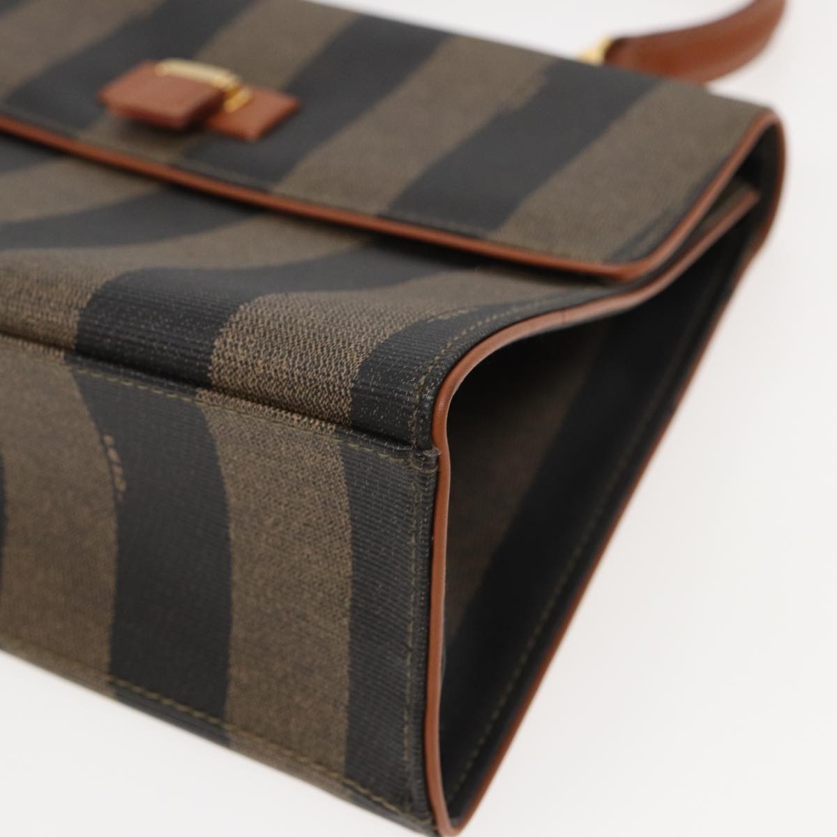 FENDI Pecan Canvas Hand Bag Black Brown 83199