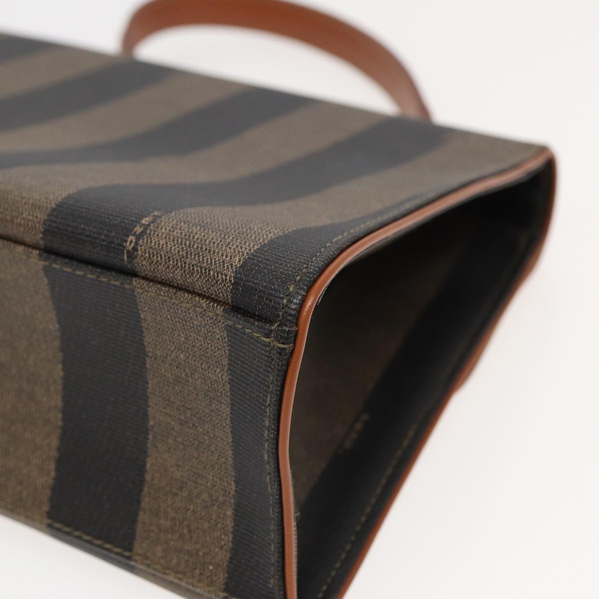FENDI Pecan Canvas Hand Bag Black Brown 83199