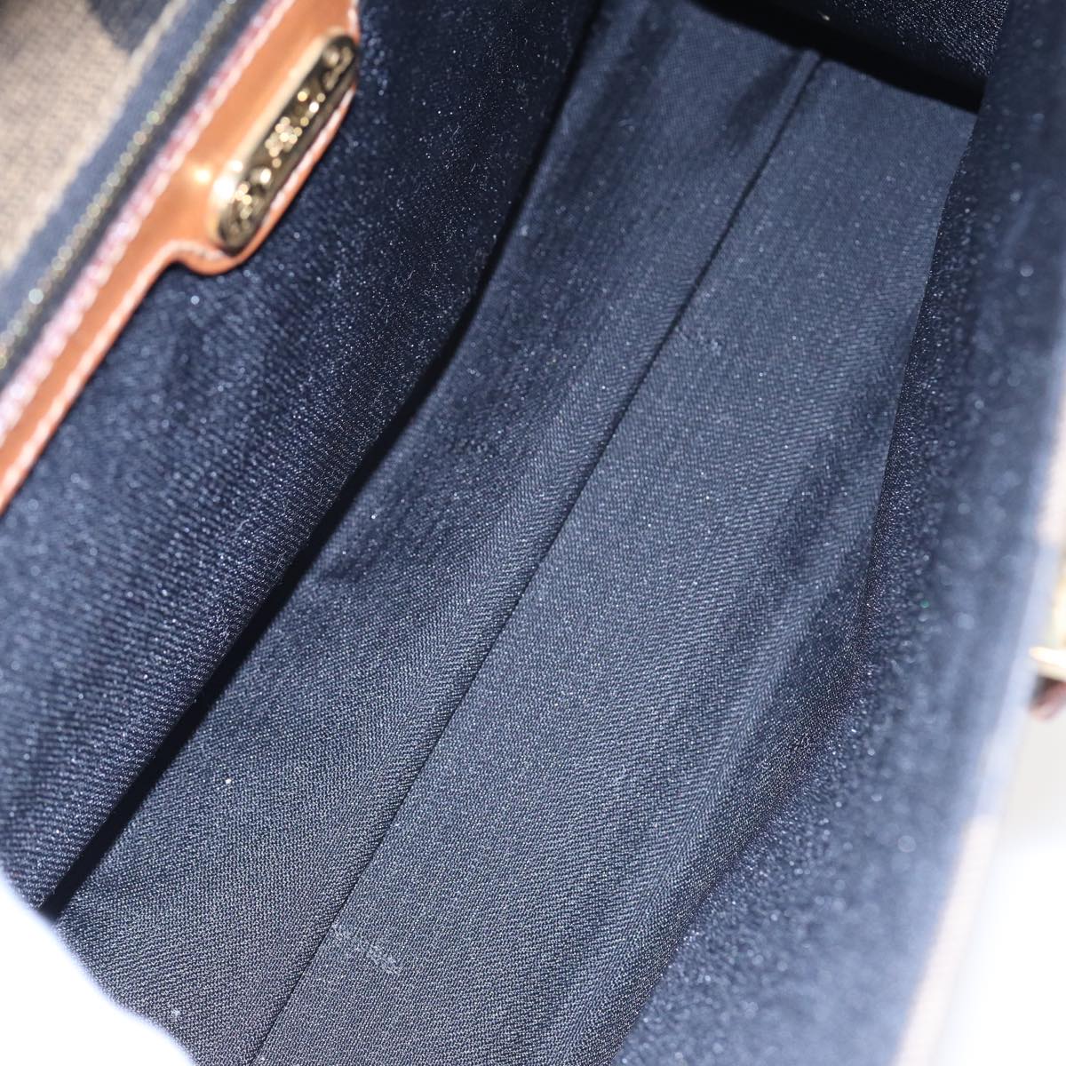 FENDI Pecan Canvas Hand Bag Black Brown 83199