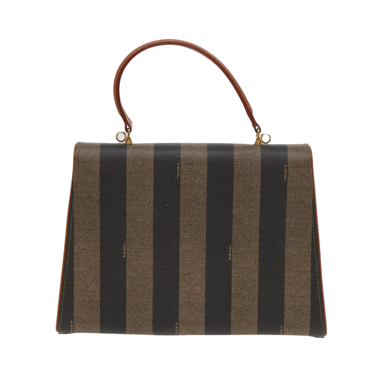 FENDI Pecan Canvas Hand Bag Black Brown 83199