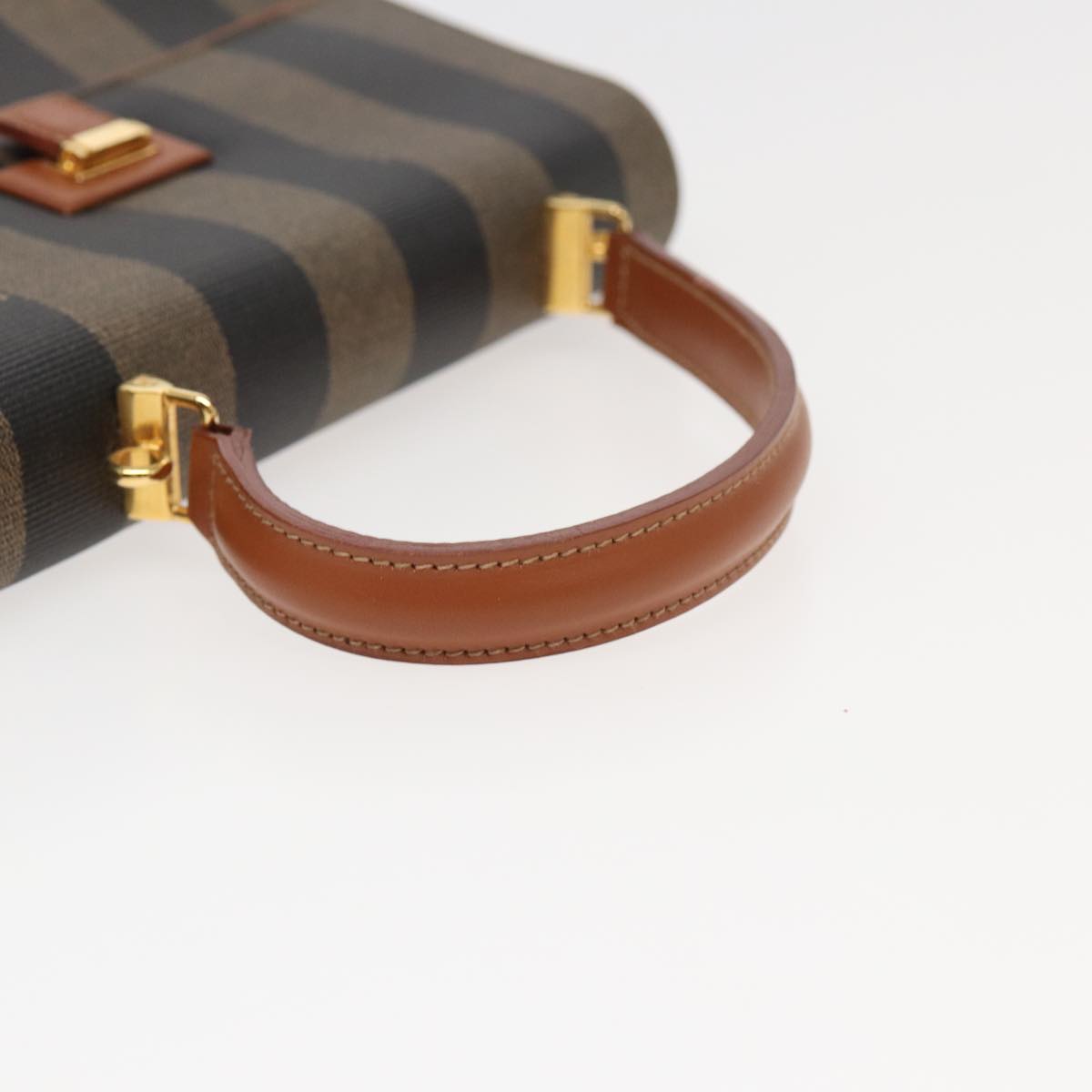FENDI Pecan Canvas Hand Bag Black Brown 83199
