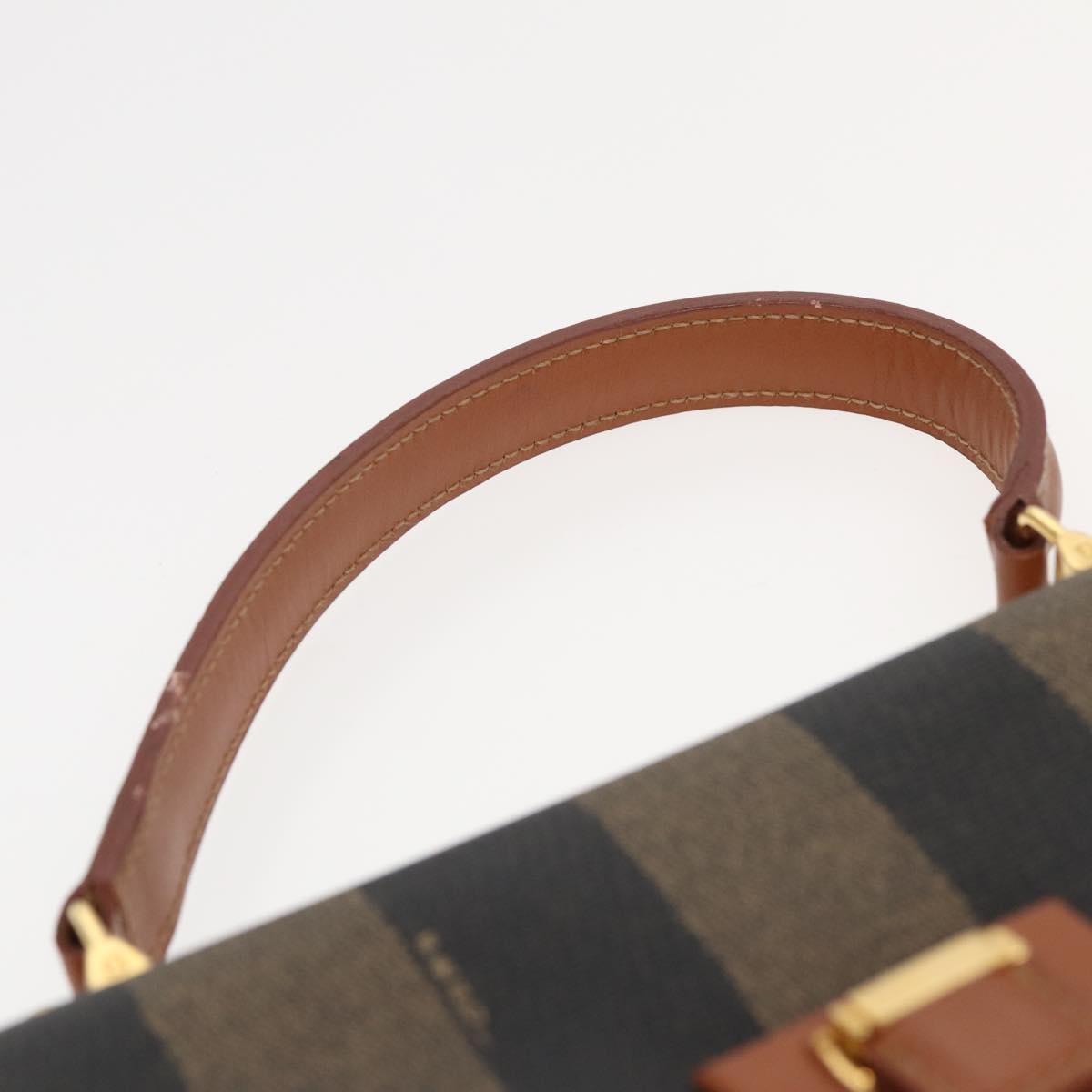 FENDI Pecan Canvas Hand Bag Black Brown 83199
