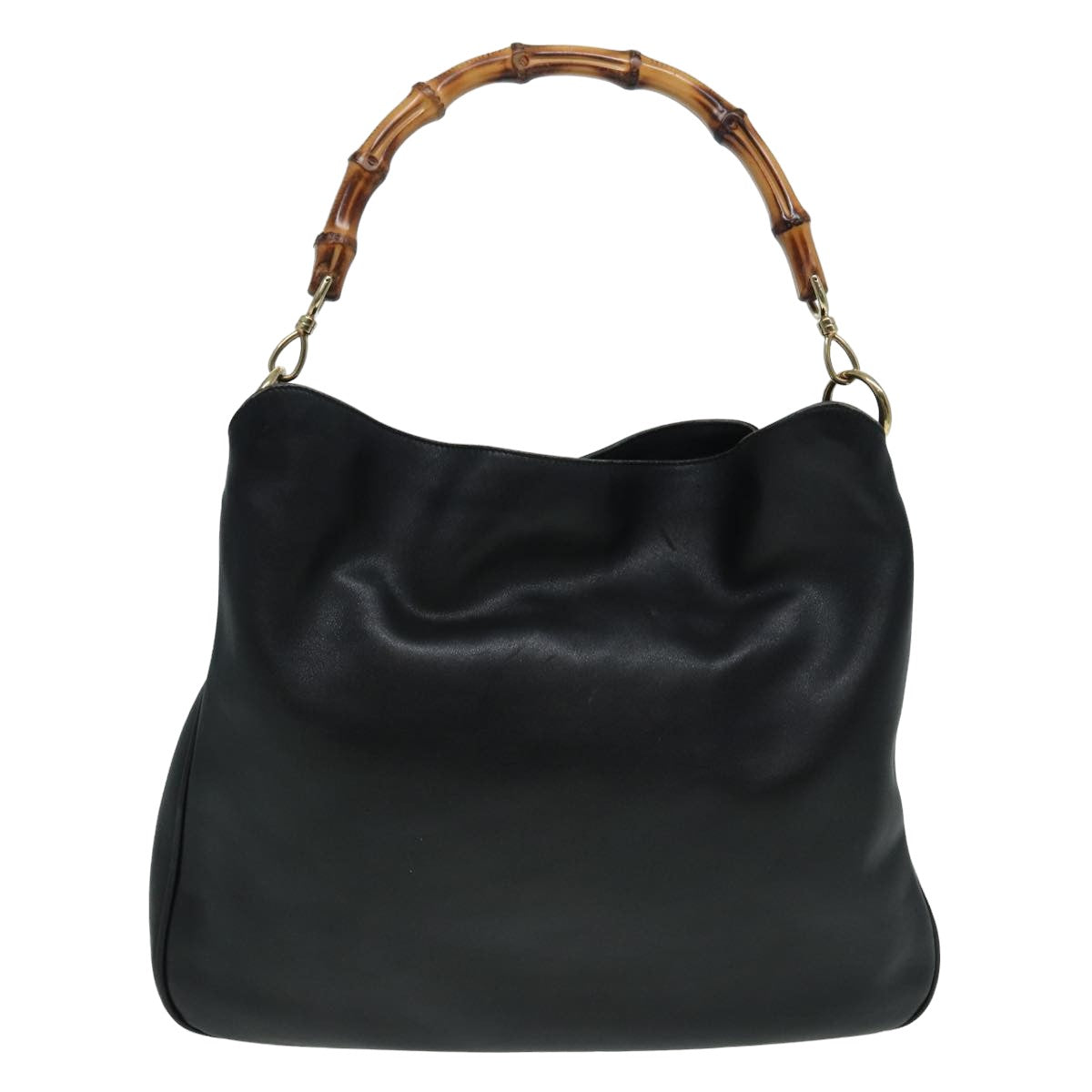 GUCCI Bamboo Hand Bag Leather 2way Black 83205