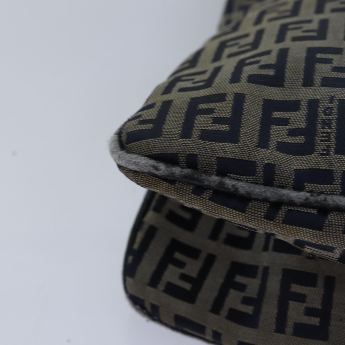 FENDI Zucchino Canvas Mamma Baguette Shoulder Bag Navy 83213