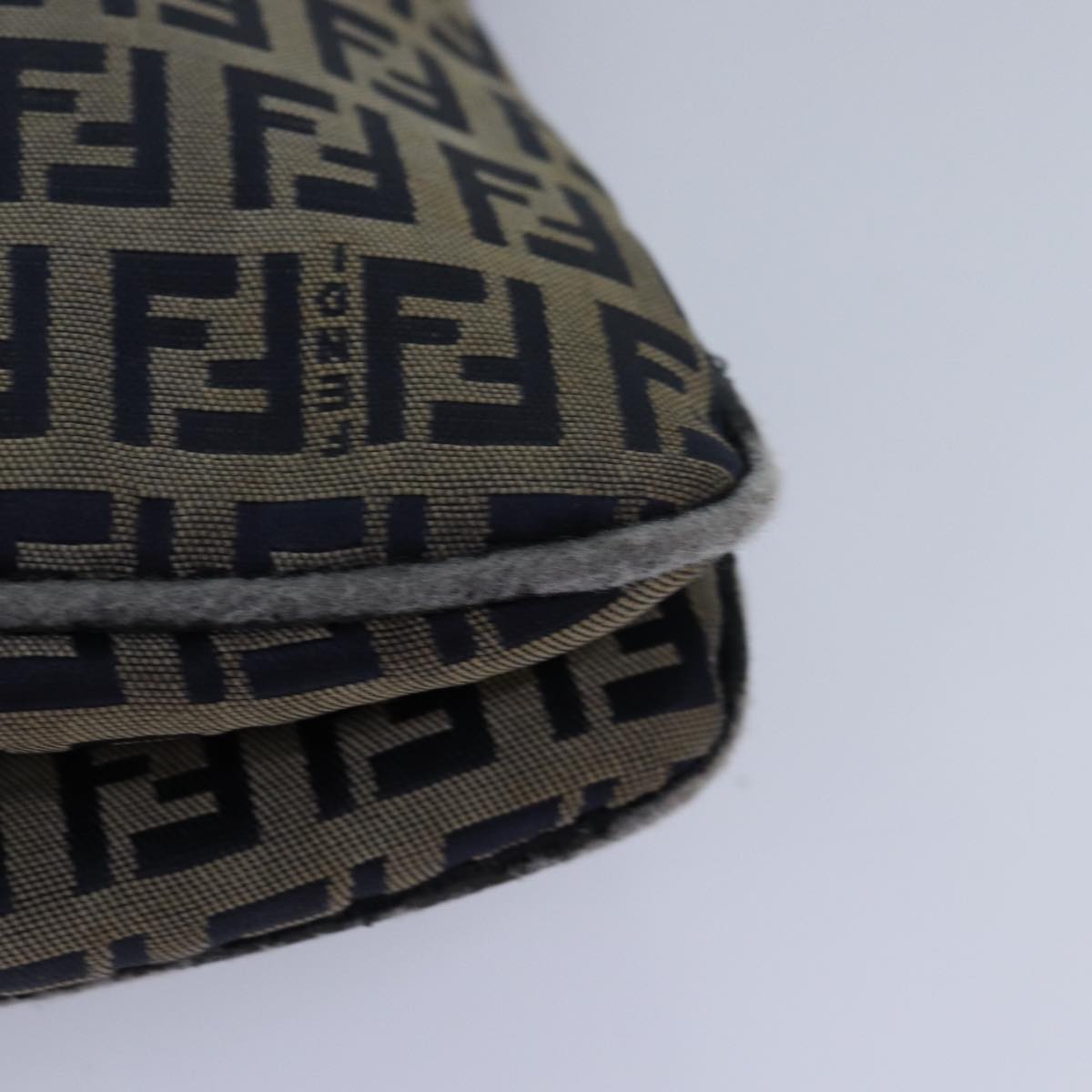 FENDI Zucchino Canvas Mamma Baguette Shoulder Bag Navy 83213