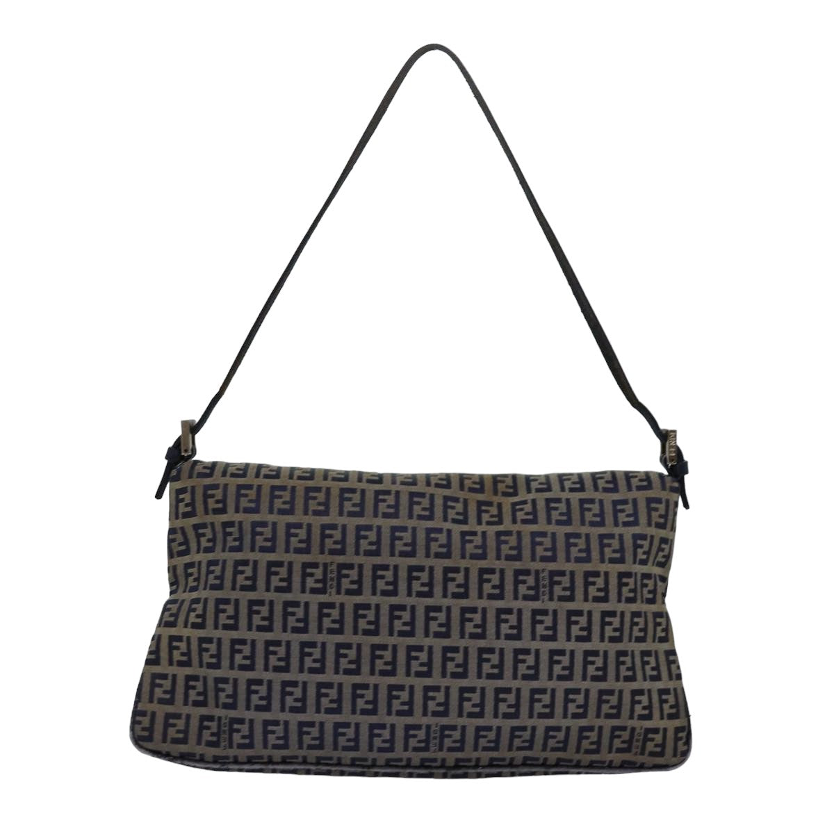 FENDI Zucchino Canvas Mamma Baguette Shoulder Bag Navy 83213