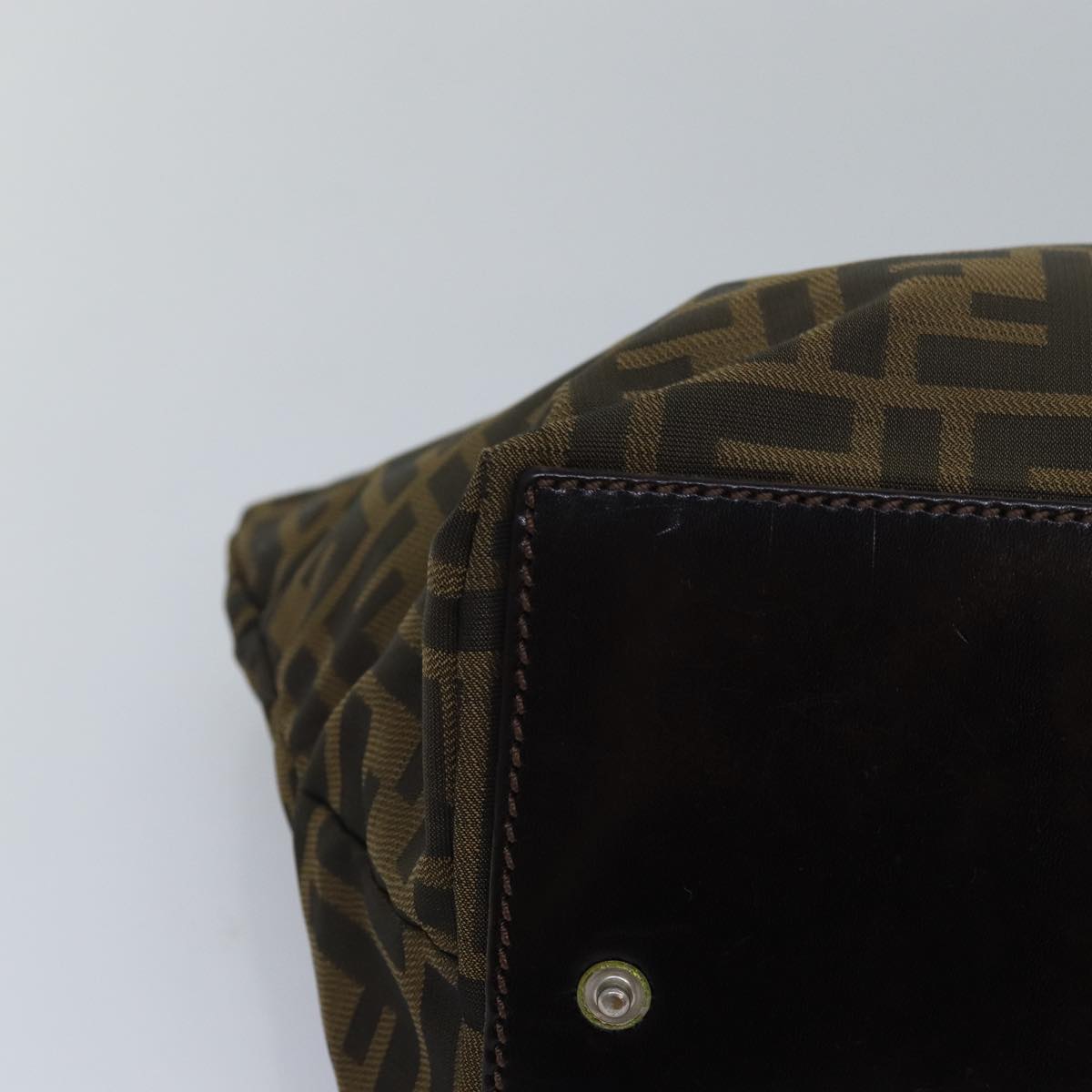 FENDI Zucca Canvas Hand Bag Brown Black 83230