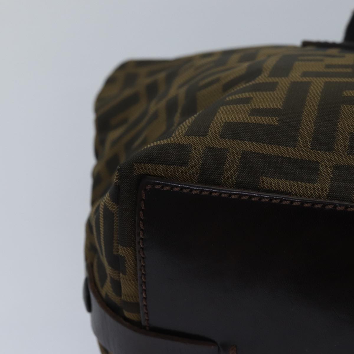FENDI Zucca Canvas Hand Bag Brown Black 83230