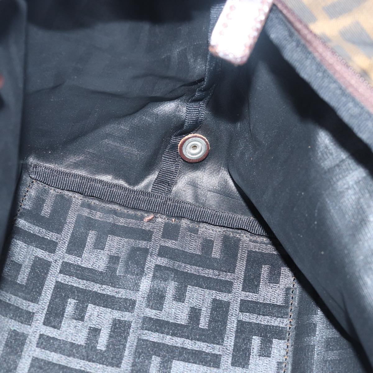 FENDI Zucca Canvas Hand Bag Brown Black 83230