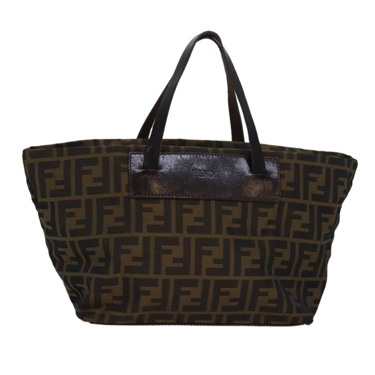 FENDI Zucca Canvas Hand Bag Brown Black 83230