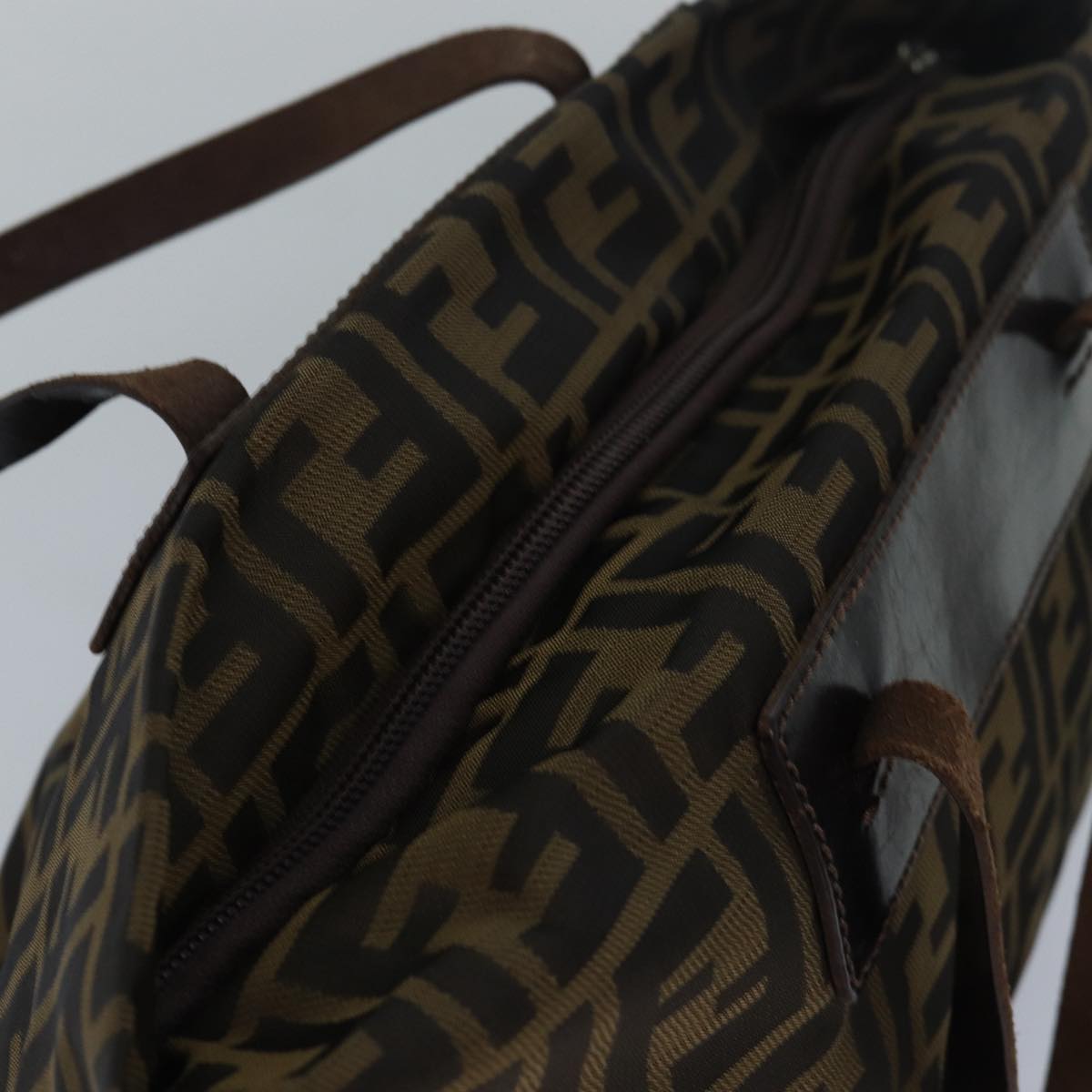FENDI Zucca Canvas Hand Bag Brown Black 83230