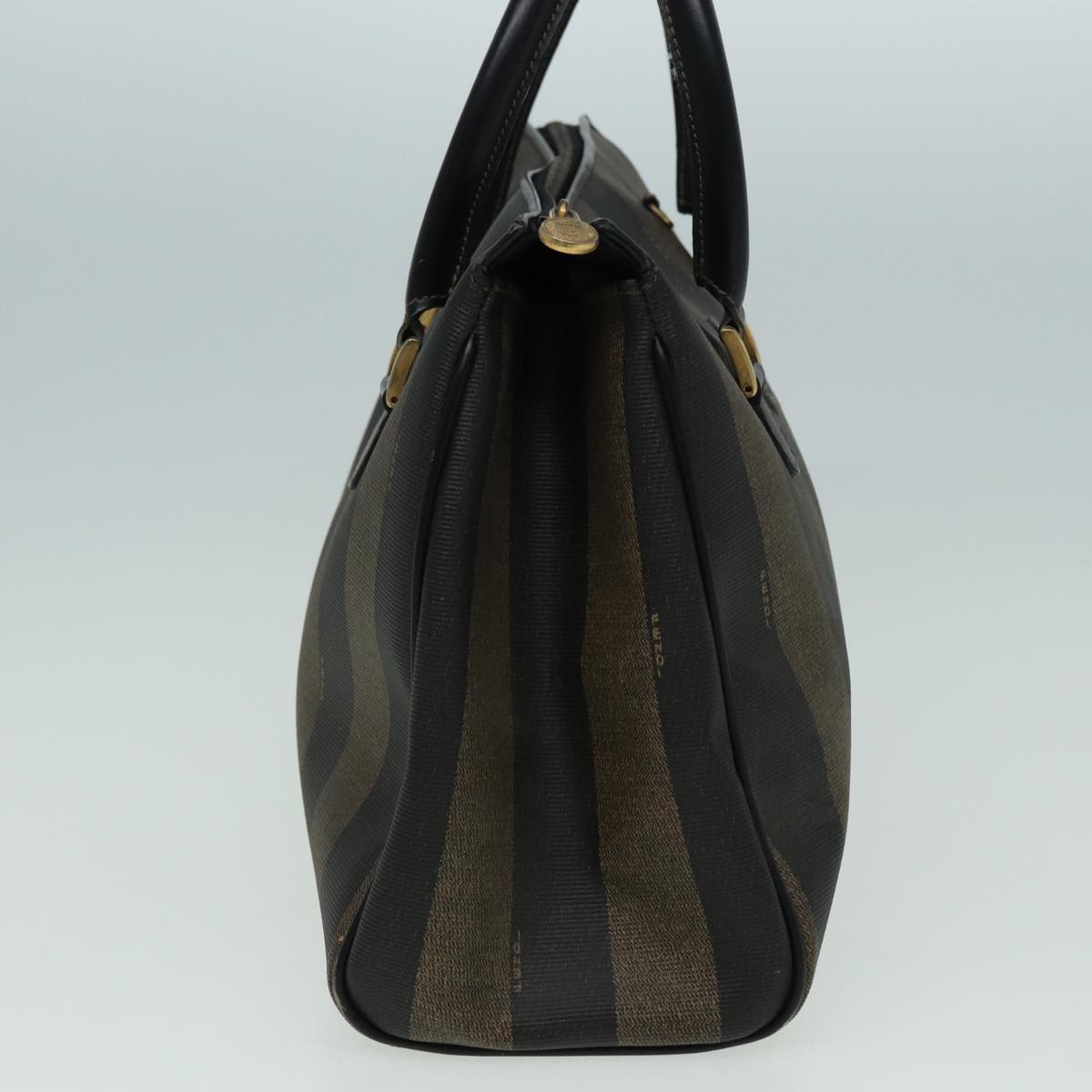 FENDI Pecan Canvas Hand Bag PVC Leather Brown 83247