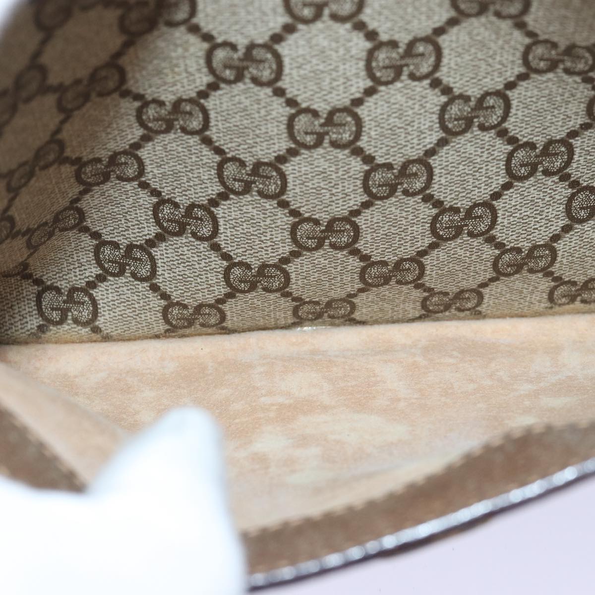 GUCCI GG Canvas Web Sherry Line Shoulder Bag PVC Leather Beige Green 83269